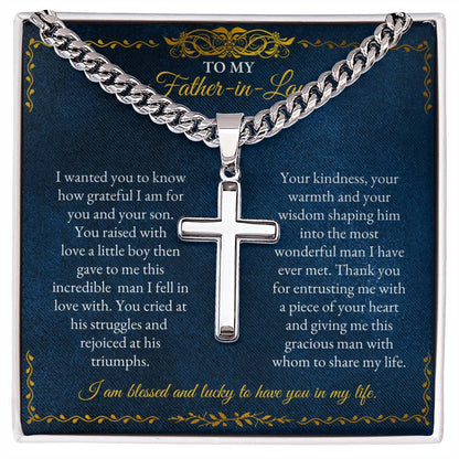 To My Father In Law | I Wanted You To Know How Grateful I Am | Cuban Link Chain with Artisan Cross