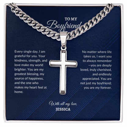 For Boyfriend | Every Single day | Cuban Link Chain with Artisan Cross