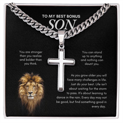 To My Son | You Are Stronger Than you Realize | Cuban Link Chain with Artisan Cross
