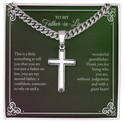 To My Father In Law | This is a Little Something To Tell | Cuban Link Chain with Artisan Cross