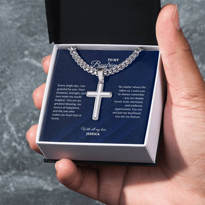 For Boyfriend | Every Single day | Cuban Link Chain with Artisan Cross