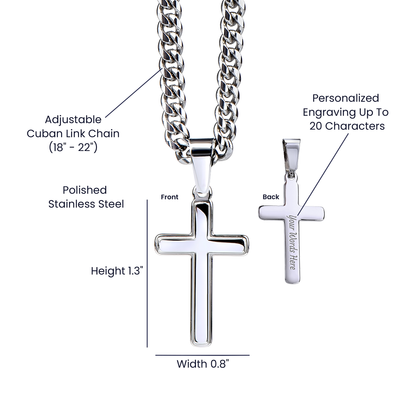 To My Son | As You Grow Older You WIll Face Challenges | Cuban Link Chain with Artisan Cross