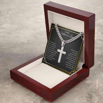 To My Father In Law | I Want To Tell You On This Day | Cuban Link Chain with Artisan Cross