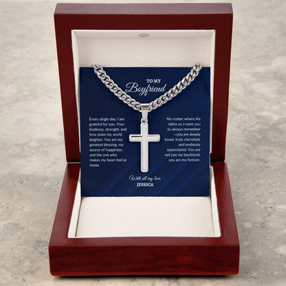 For Boyfriend | Every Single day | Cuban Link Chain with Artisan Cross