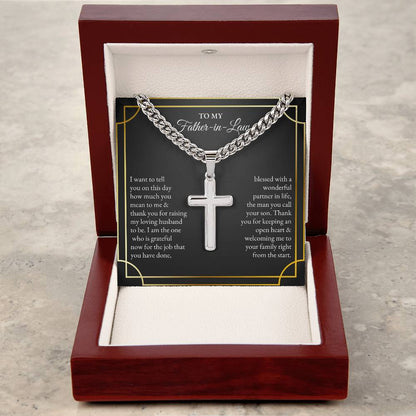 To My Father In Law | I Want To Tell You On This Day | Cuban Link Chain with Artisan Cross