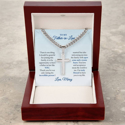 To My Father In Law | There Is One Thing I Should Be Grateful | Cuban Link Chain with Artisan Cross