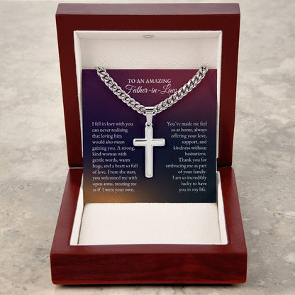 To My Father In Law | I Fell In Love With You Can Never Realizing | Cuban Link Chain with Artisan Cross