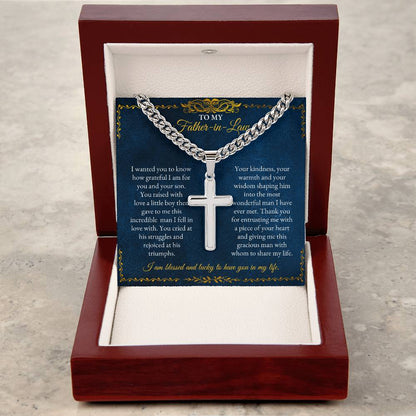 To My Father In Law | I Wanted You To Know How Grateful I Am | Cuban Link Chain with Artisan Cross