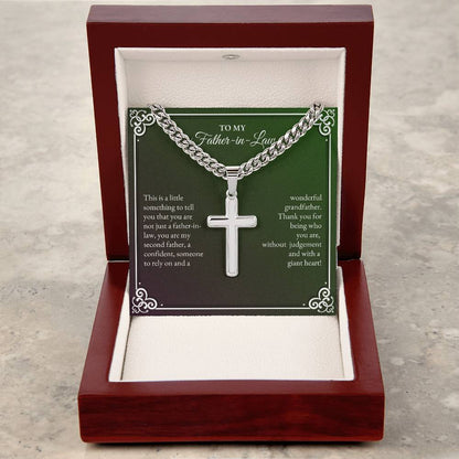To My Father In Law | This is a Little Something To Tell | Cuban Link Chain with Artisan Cross