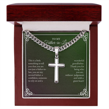 To My Father In Law | This is a Little Something To Tell | Cuban Link Chain with Artisan Cross