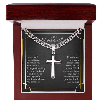 To My Father In Law | I Want To Tell You On This Day | Cuban Link Chain with Artisan Cross