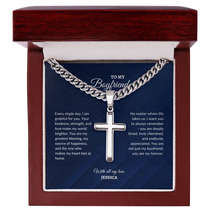 For Boyfriend | Every Single day | Cuban Link Chain with Artisan Cross