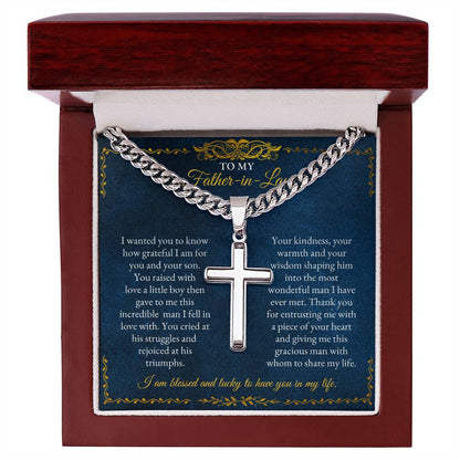 To My Father In Law | I Wanted You To Know How Grateful I Am | Cuban Link Chain with Artisan Cross
