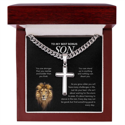 To My Son | You Are Stronger Than you Realize | Cuban Link Chain with Artisan Cross