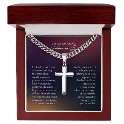 To My Father In Law | I Fell In Love With You Can Never Realizing | Cuban Link Chain with Artisan Cross