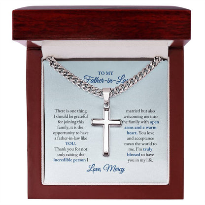 To My Father In Law | There Is One Thing I Should Be Grateful | Cuban Link Chain with Artisan Cross