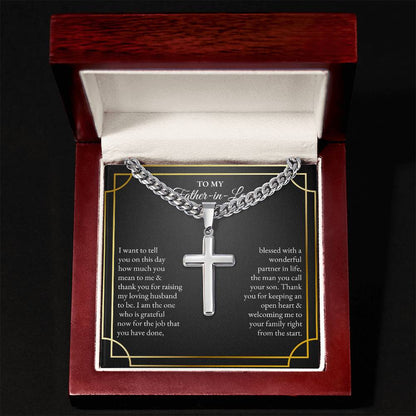To My Father In Law | I Want To Tell You On This Day | Cuban Link Chain with Artisan Cross