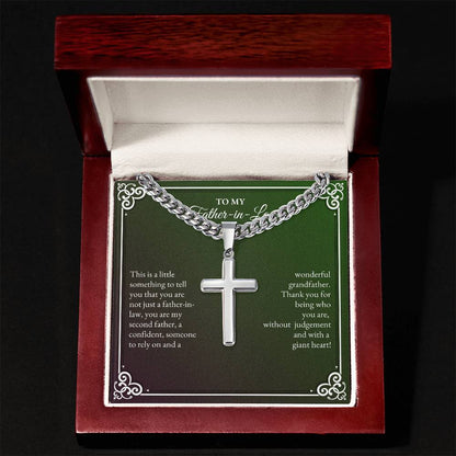To My Father In Law | This is a Little Something To Tell | Cuban Link Chain with Artisan Cross