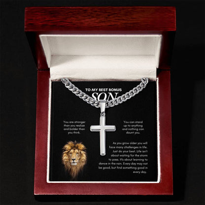 To My Son | You Are Stronger Than you Realize | Cuban Link Chain with Artisan Cross