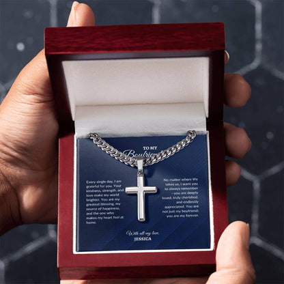 For Boyfriend | Every Single day | Cuban Link Chain with Artisan Cross