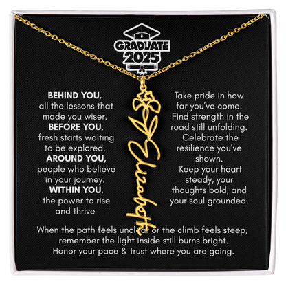 Graduation | Behind You All Your Memories | Flower Name Necklace