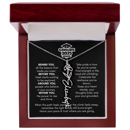 Graduation | Behind You All Your Memories | Flower Name Necklace