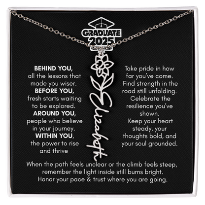 Graduation | Behind You All Your Memories | Flower Name Necklace