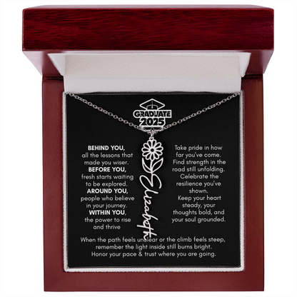 Graduation | Behind You All Your Memories | Flower Name Necklace