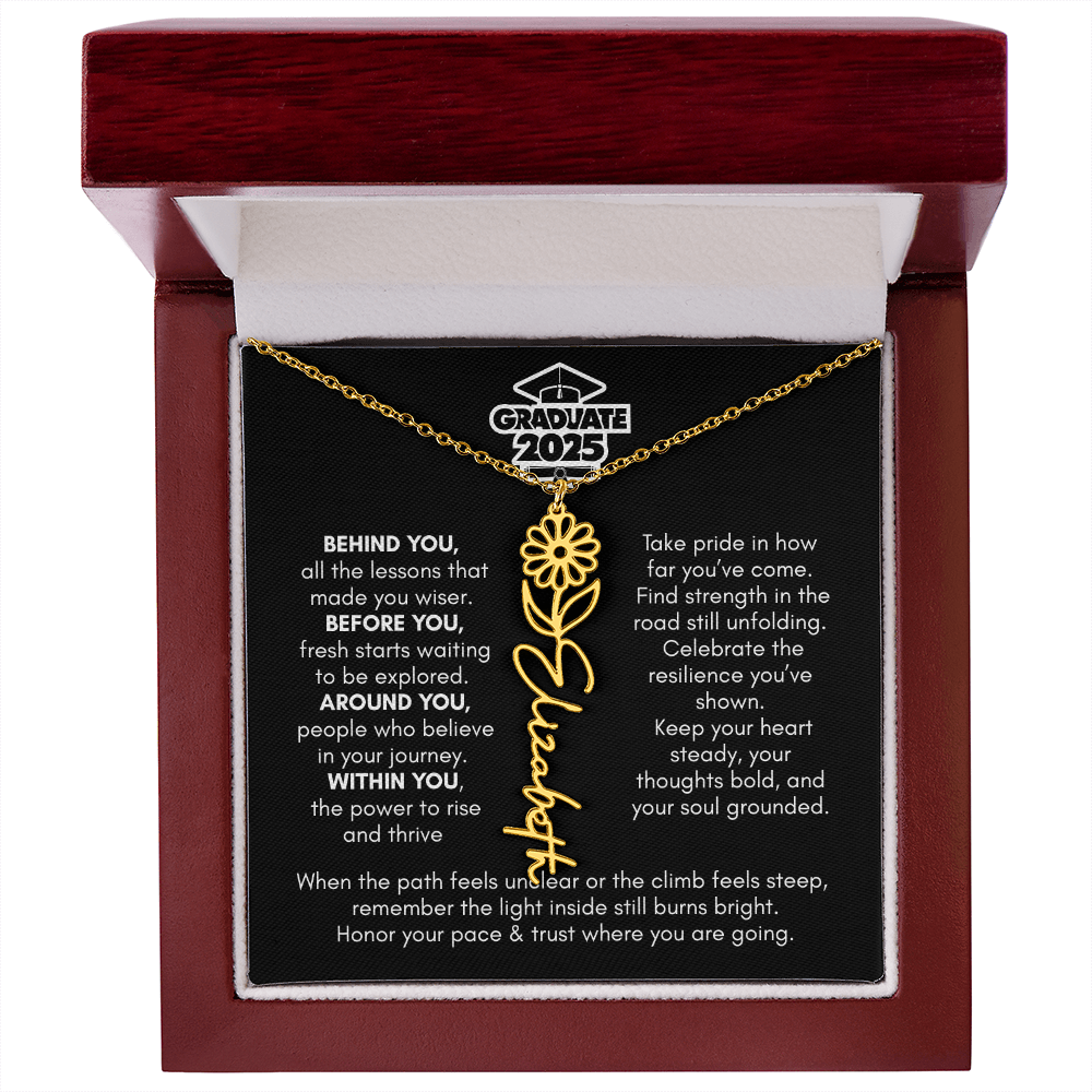 Graduation | Behind You All Your Memories | Flower Name Necklace