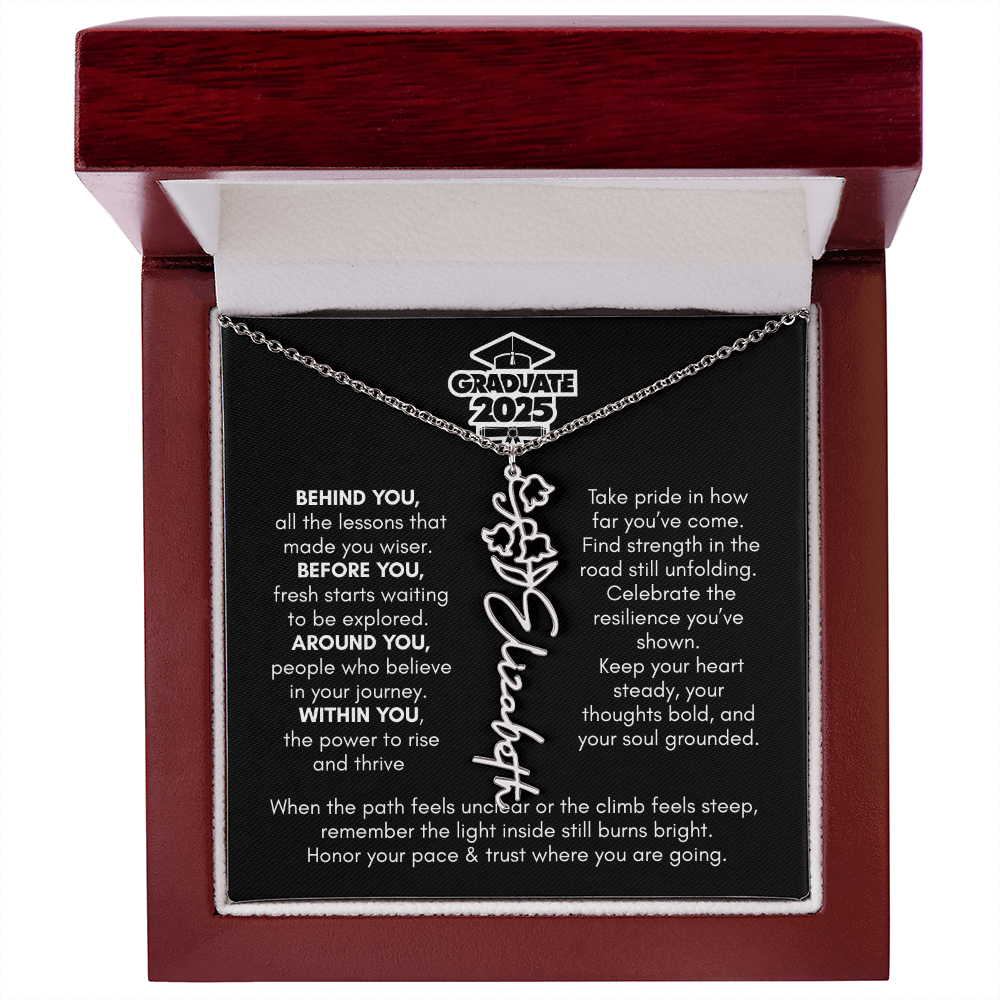 Graduation | Behind You All Your Memories | Flower Name Necklace