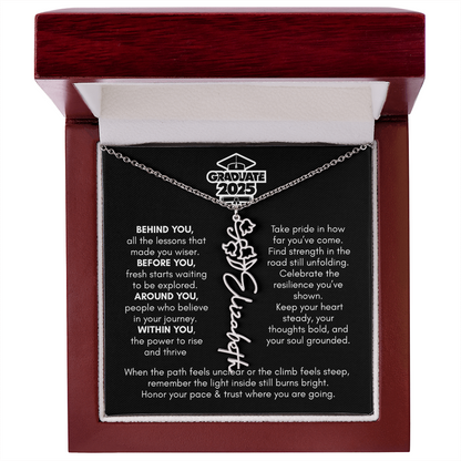 Graduation | Behind You All Your Memories | Flower Name Necklace