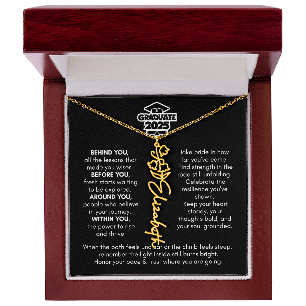 Graduation | Behind You All Your Memories | Flower Name Necklace
