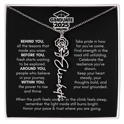 Graduation | Behind You All Your Memories | Flower Name Necklace