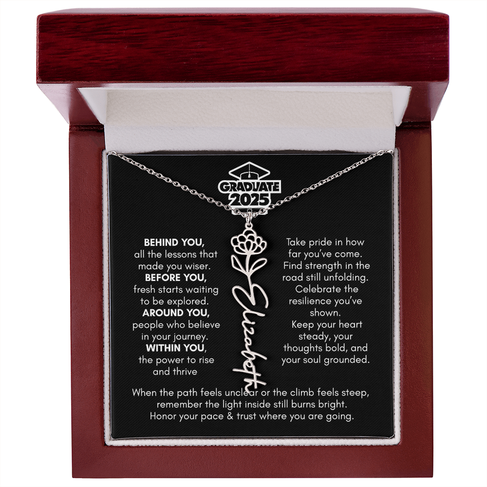 Graduation | Behind You All Your Memories | Flower Name Necklace