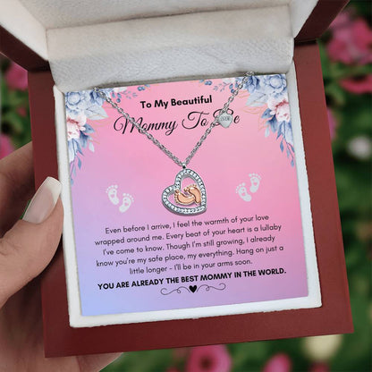 Mommy To Be |  To My Beautiful Mommy To Be | Baby Feet Heart Necklace