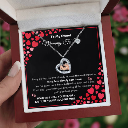 Mommy To Be |  To My Sweet Mommy To Be | Baby Feet Heart Necklace