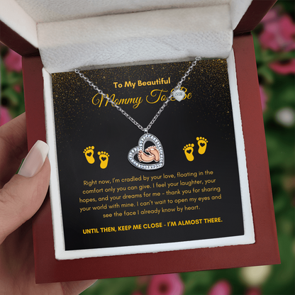 Mommy To Be |  To My Beautiful Mommy To Be | Baby Feet Heart Necklace