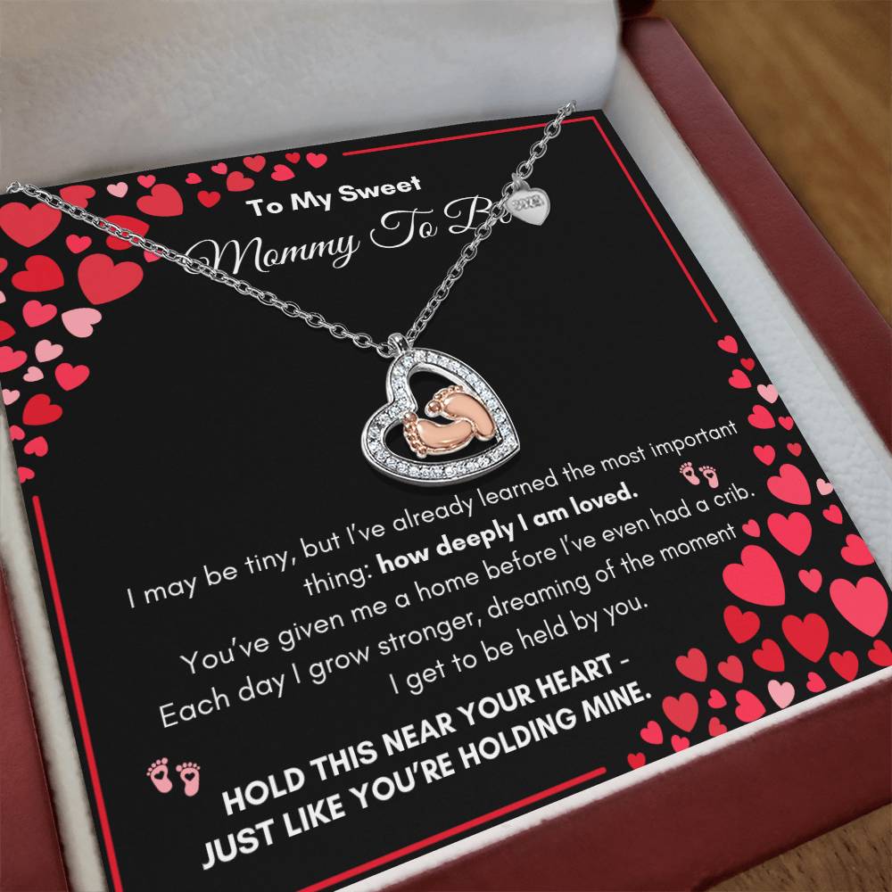 Mommy To Be |  To My Sweet Mommy To Be | Baby Feet Heart Necklace