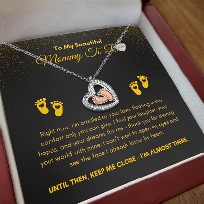 Mommy To Be |  To My Beautiful Mommy To Be | Baby Feet Heart Necklace