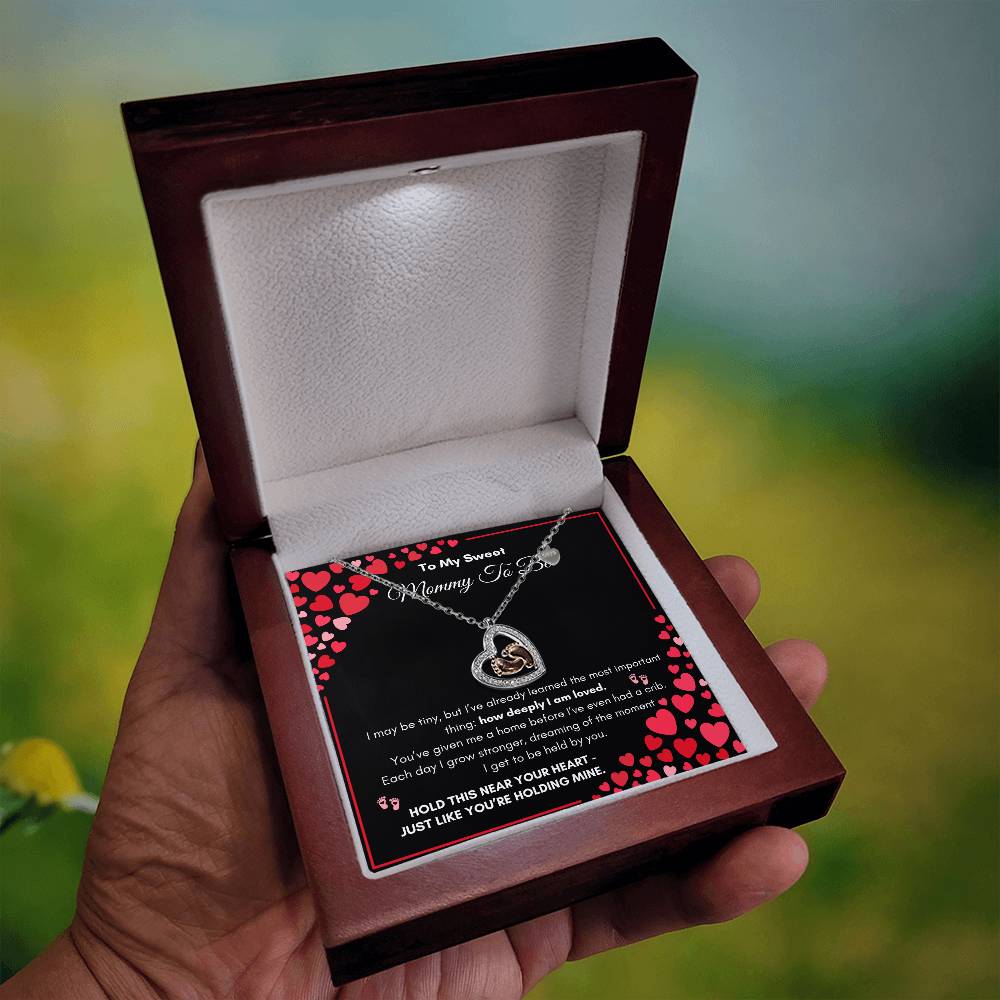 Mommy To Be |  To My Sweet Mommy To Be | Baby Feet Heart Necklace