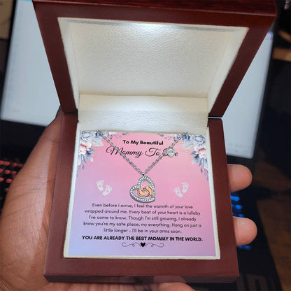 Mommy To Be |  To My Beautiful Mommy To Be | Baby Feet Heart Necklace