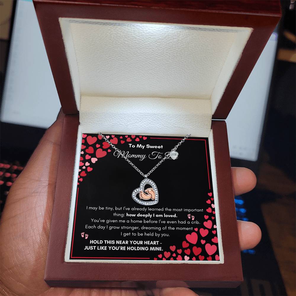 Mommy To Be |  To My Sweet Mommy To Be | Baby Feet Heart Necklace