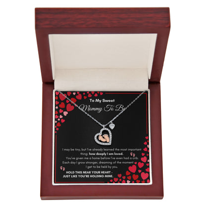 Mommy To Be |  To My Sweet Mommy To Be | Baby Feet Heart Necklace