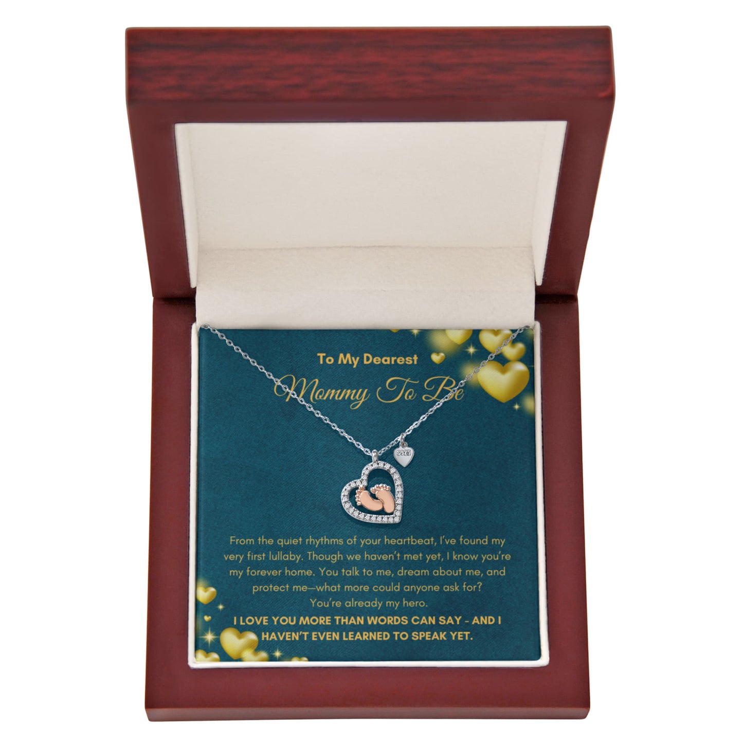 Mommy To Be |  To My Dearest  Mommy To Be | Baby Feet Heart Necklace