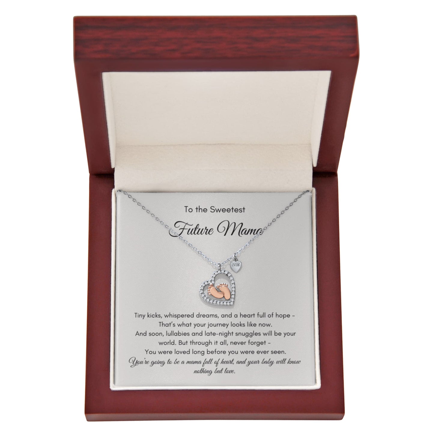 Mommy To Be |  To My Beautiful Mommy To Be | Baby Feet Heart Necklace