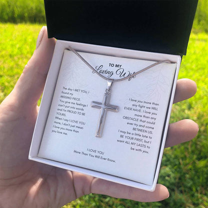 To My Wife | The Day I Met You, I Found My Missing Piece | Artisan Cross Necklace