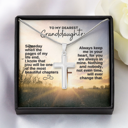 To My Grand Daughter | Someday When The Pages Of My Life End | Artisan Cross Necklace