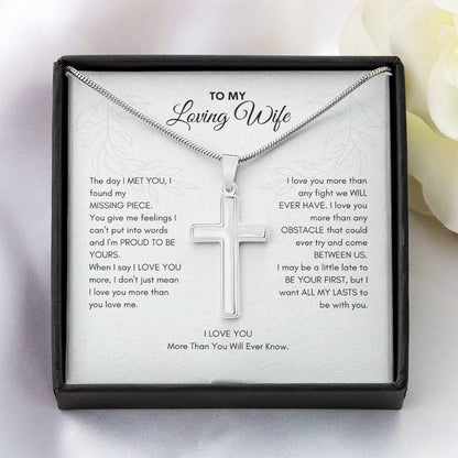 To My Wife | The Day I Met You, I Found My Missing Piece | Artisan Cross Necklace