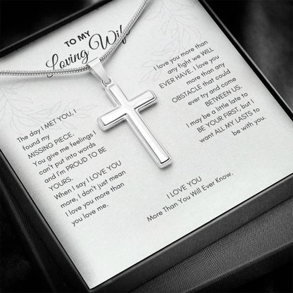 To My Wife | The Day I Met You, I Found My Missing Piece | Artisan Cross Necklace