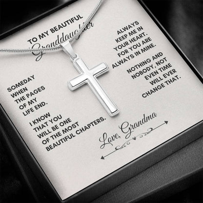 To My Granddaughter |Someday When The Pages Of My Life End  | Artisan Cross Necklace